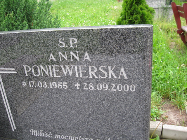 Anna Poniewierska 1955 Głuszyca - Grobonet - Wyszukiwarka osób pochowanych